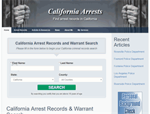 Tablet Screenshot of californiaarrests.org